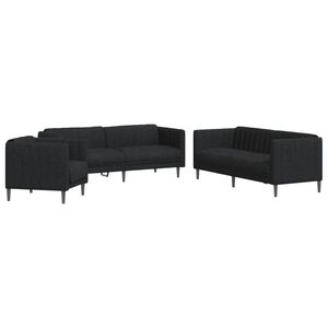vidaXL 3 Piece Sofa Set Black Fabric