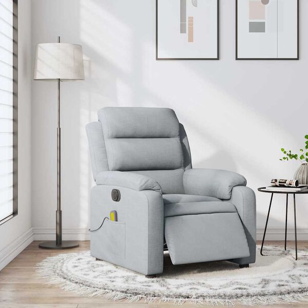 vidaXL Electric Massage Recliner Chair Light Grey Fabric