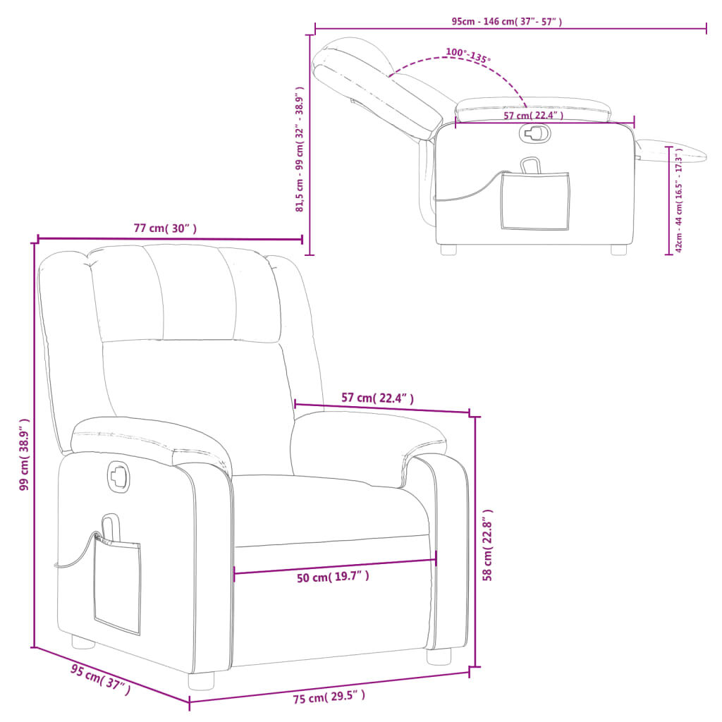 vidaXL Massage Recliner Chair Dark Grey Fabric