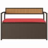 vidaXL Garden Storage Bench with Cushion Brown Poly Rattan
