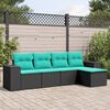 vidaXL 5 Piece Garden Sofa Set with Cushions Black Poly Rattan