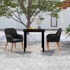vidaXL 3 Piece Garden Dining Set with Cushions Black