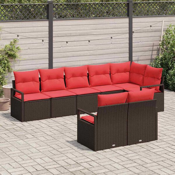 vidaXL Garden Sofa Set 8 pcs Brown Poly rattan