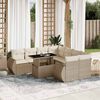 vidaXL 9 Piece Garden Sofa Set with Cushions Beige Poly Rattan