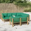 vidaXL 10 Piece Garden Lounge Set with Green Cushions Bamboo
