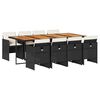 vidaXL 9 Piece Garden Dining Set with Cushions Black Poly Rattan
