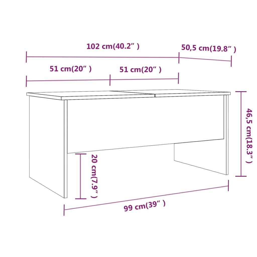 vidaXL Coffee Table Sonoma Oak 102x50.5x46.5 cm Engineered Wood