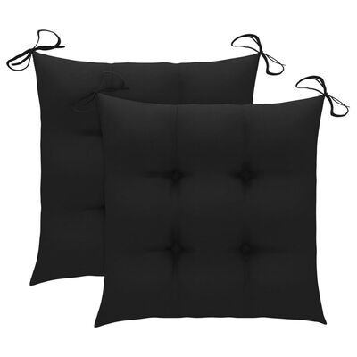 vidaXL Garden Chairs 2 pcs with Black Cushions Solid Teak Wood