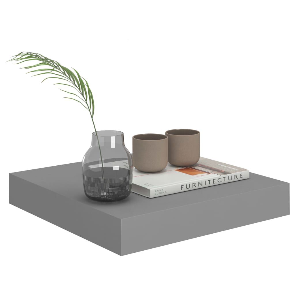 vidaXL Floating Wall Shelf Grey 23x23.5x3.8 cm MDF