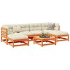 vidaXL 7 Piece Garden Sofa Set with Cushions Wax Brown Solid Wood Pine