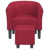 vidaXL Tub Chair with Footstool Wine Red Fabric