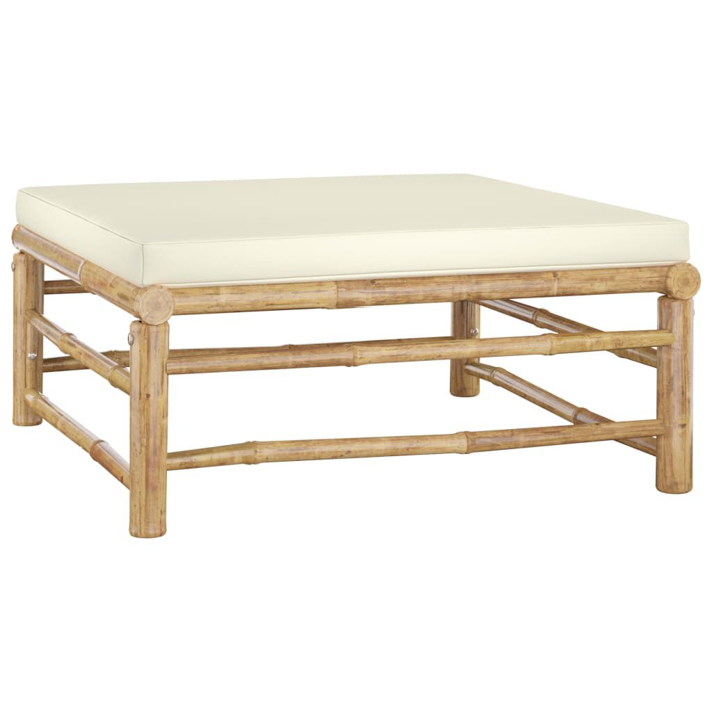 vidaXL 6 Piece Garden Lounge Set with Cream White Cushions Bamboo
