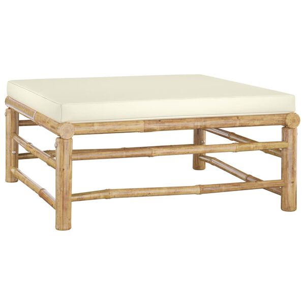 vidaXL 6 Piece Garden Lounge Set with Cream White Cushions Bamboo