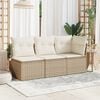 vidaXL Garden Sofa Armless with Cushions Beige Poly Rattan
