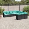 vidaXL 11 Piece Garden Sofa Set with Cushions Black Poly Rattan