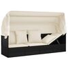 vidaXL Outdoor Lounge Bed with Roof and Cushions Black Poly Rattan
