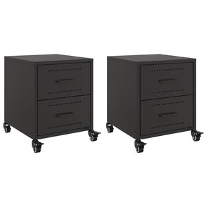 vidaXL Bedside Cabinets 2 pcs Black 36x39x43.5 cm Steel