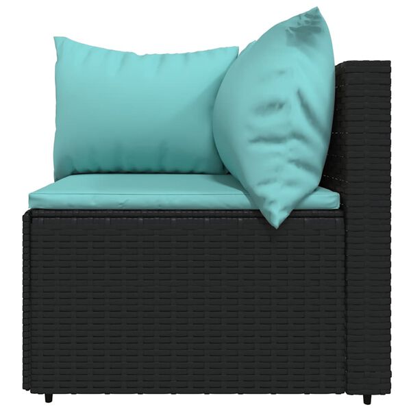 vidaXL 3 Piece Garden Lounge Set with Cushions Black Poly Rattan