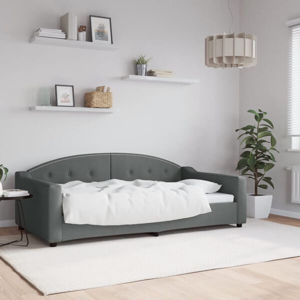 vidaXL Day Bed without Mattress Dark Grey 100x190 cm Fabric