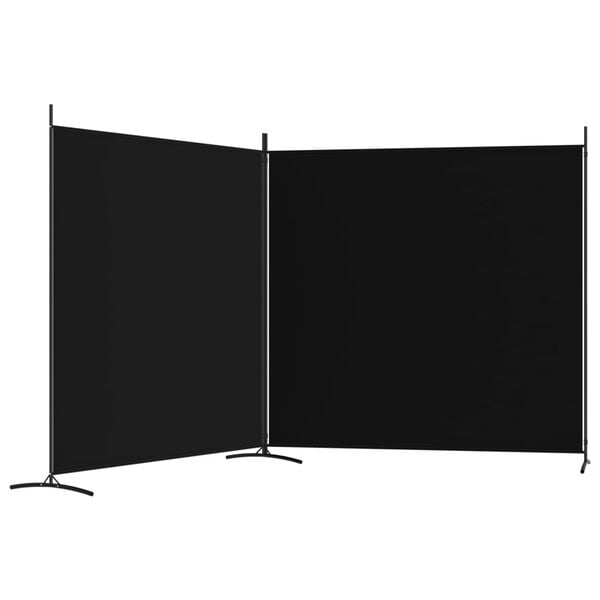 vidaXL 2-Panel Room Divider Black 348x180 cm Fabric