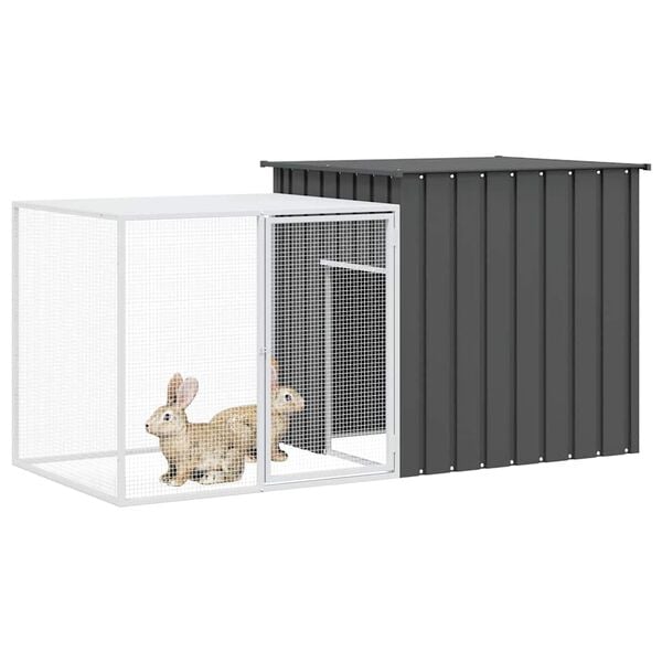 vidaXL Rabbit Cage Anthracite 200x91x100 cm Galvanised Steel
