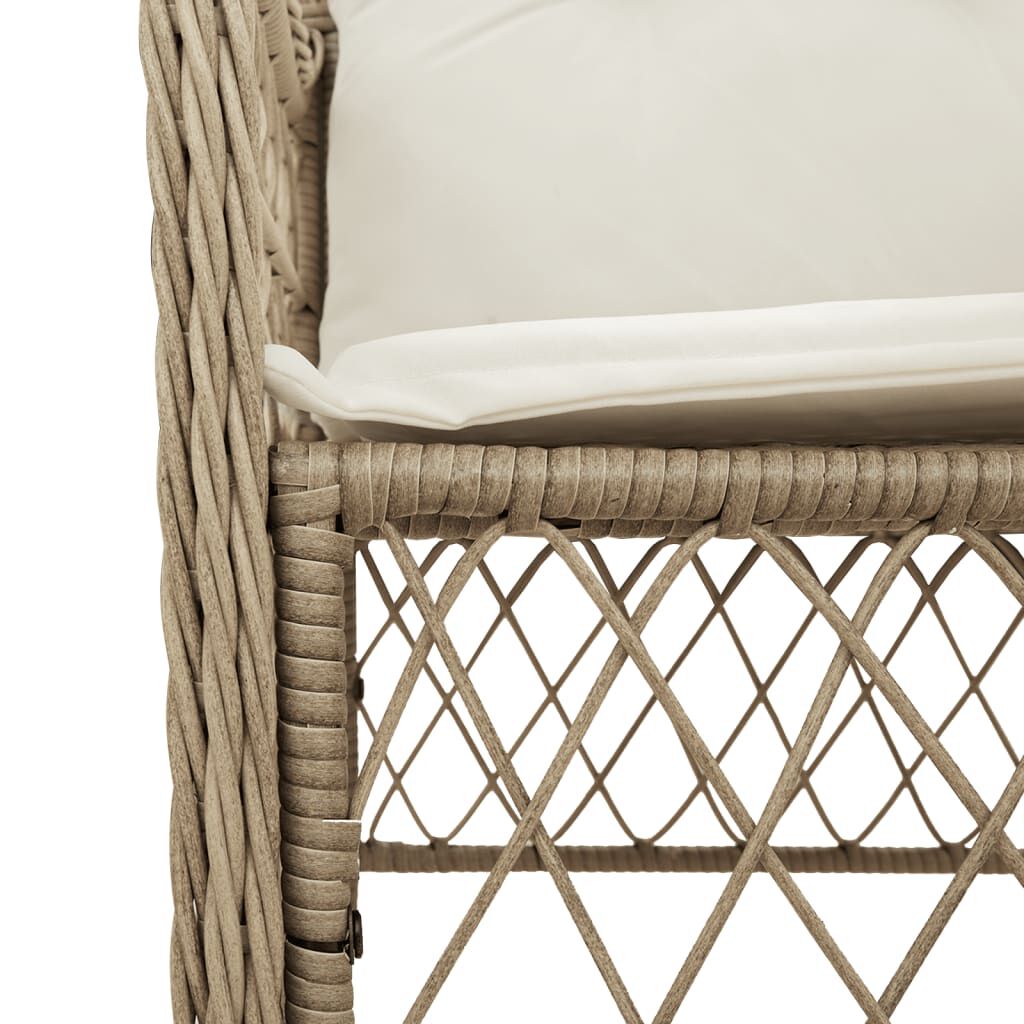 vidaXL 7 Piece Garden Dining Set with Cushions Beige Poly Rattan