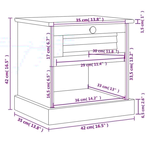 vidaXL Bedside Cabinet VIGO White 42x35x42 cm Solid Wood Pine