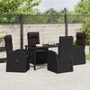 vidaXL Garden Dining Set with Cushion 5 pcs Black Poly Rattan