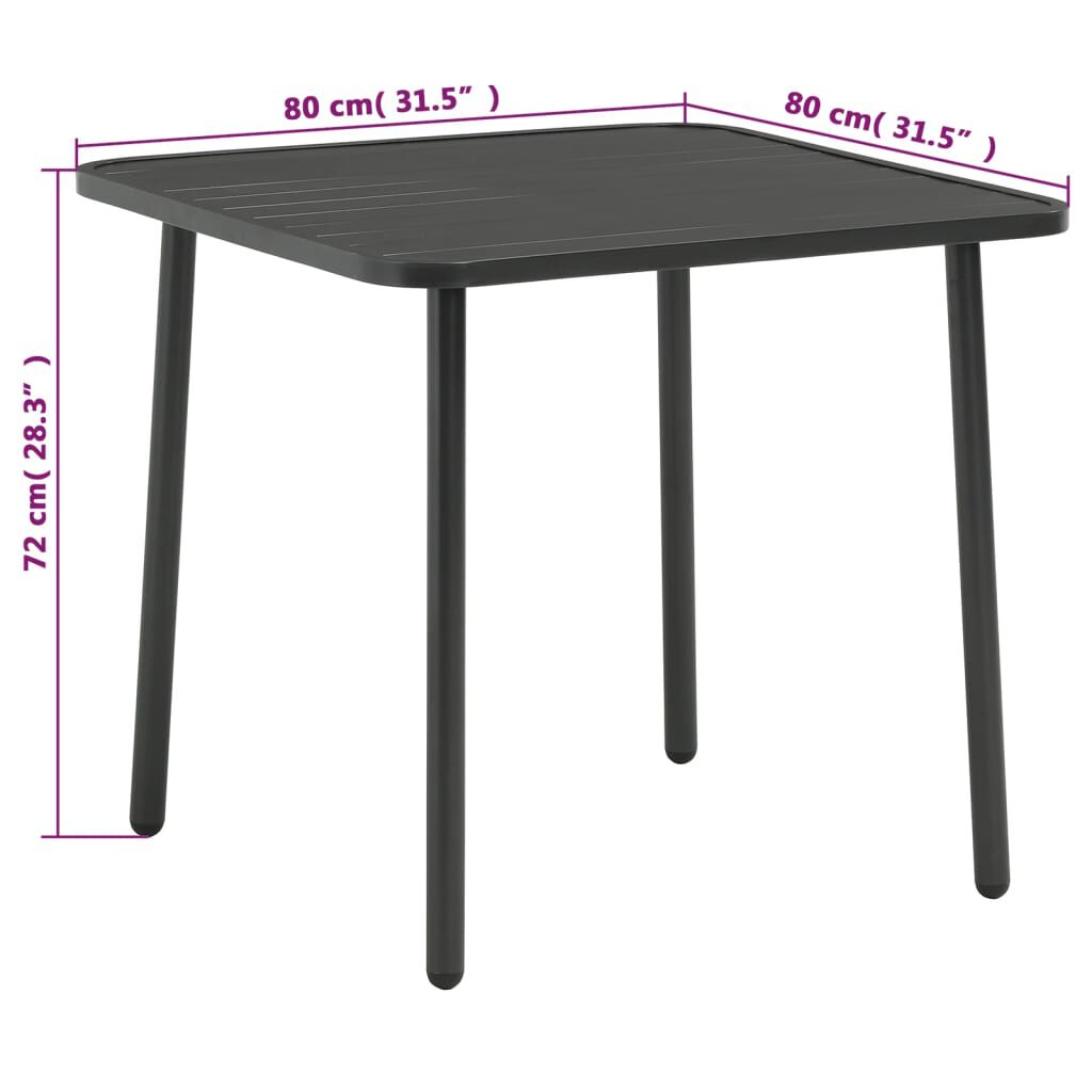 vidaXL 3 Piece Bistro Set Steel Dark Grey