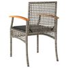 vidaXL Garden Chairs with Cushions 2 pcs Grey Poly Rattan Acacia Wood