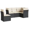 vidaXL 5 Piece Garden Sofa Set with Cushions Black Poly Rattan
