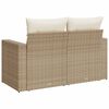 vidaXL Garden Sofa with Cushions 2-Seater Beige Poly Rattan