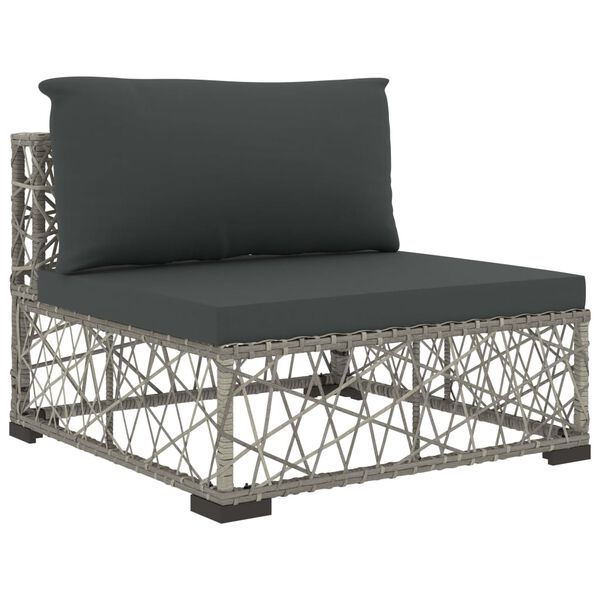 vidaXL 6 Piece Garden Lounge Set with Cushions Poly Rattan grey