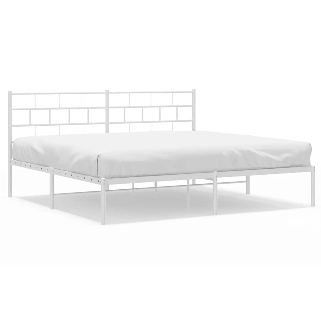 vidaXL Metal Bed Frame without Mattress with Headboard White 183x213cm