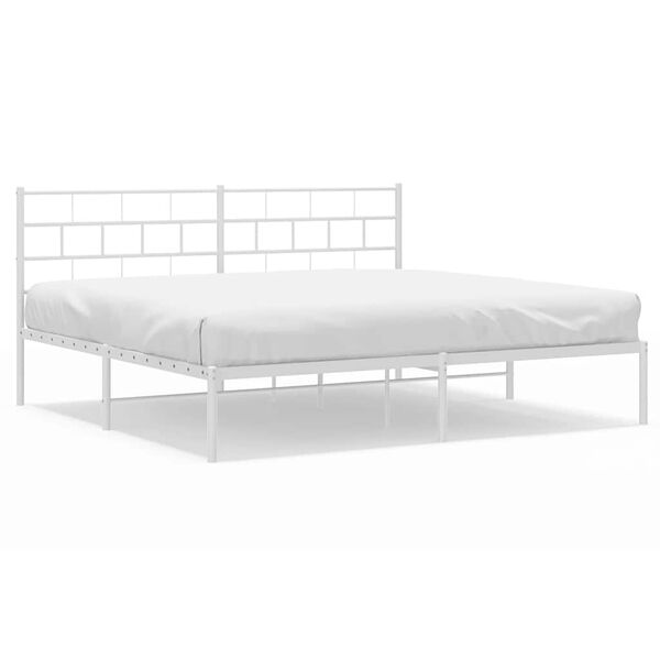 vidaXL Metal Bed Frame without Mattress with Headboard White 183x213cm