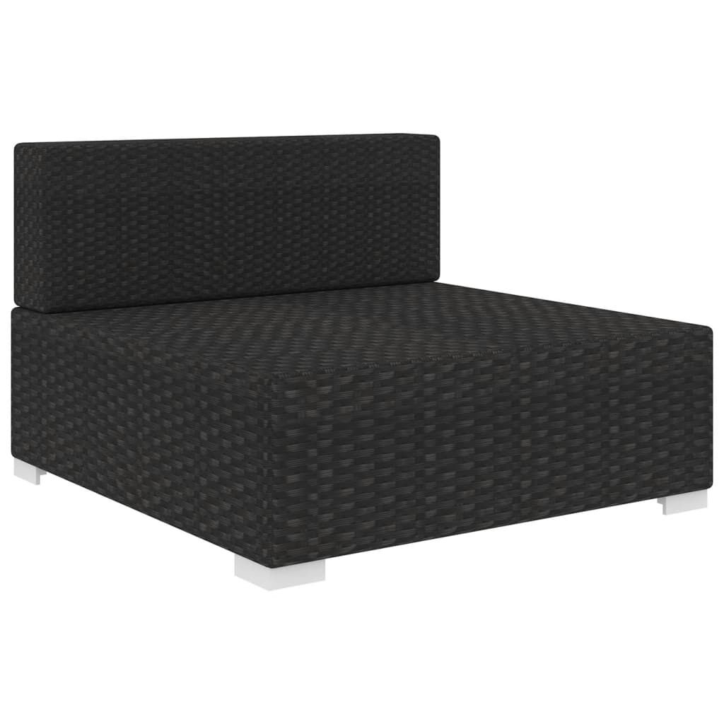vidaXL Sectional Middle Seat with Cushions Poly Rattan Black