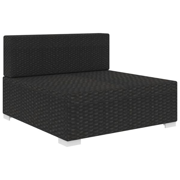 vidaXL Sectional Middle Seat with Cushions Poly Rattan Black