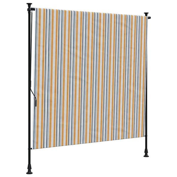 vidaXL Outdoor Roller Blind Yellow and White 200x270 cm Fabric&Steel