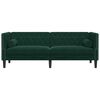 vidaXL Chesterfield Sofa with Bolsters 3-Seater Dark Green Velvet