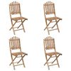 vidaXL 5 Piece Folding Outdoor Dining Set with Cushions Bamboo
