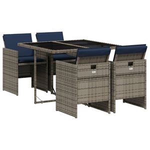 vidaXL 13 Piece Garden Dining Set with Cushions Grey Poly Rattan