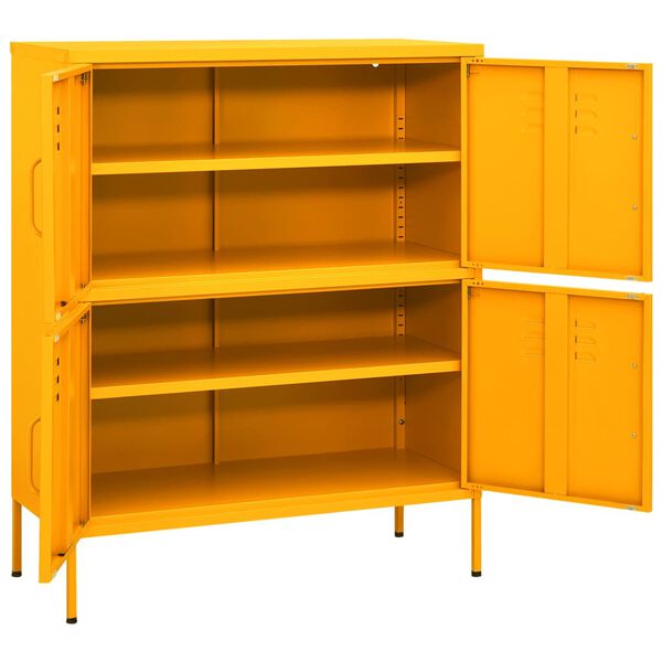 vidaXL Storage Cabinet Mustard Yellow 80x35x101.5 cm Steel