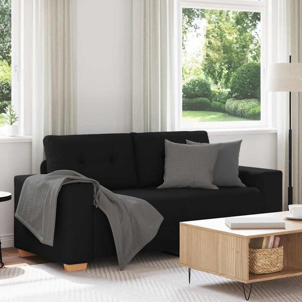 vidaXL Loveseat Sofa Black 140 cm Fabric