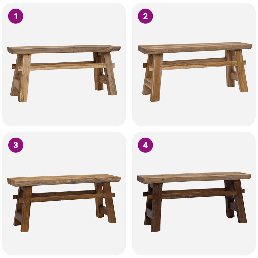vidaXL Bench Mixed Recycled Wood and Solid Teak 100x28x43 cm
