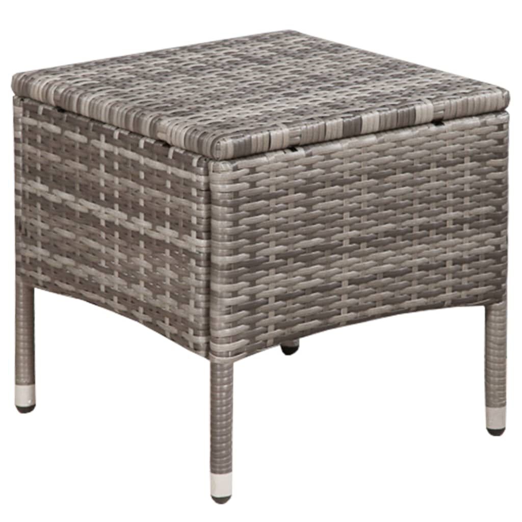 vidaXL 3 Piece Bistro Set Poly Rattan Grey