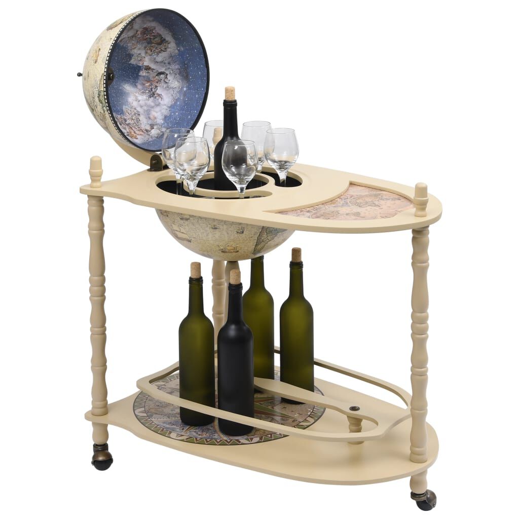 vidaXL Freestanding Globe Bar Wind Stand Eucalyptus Wood Green