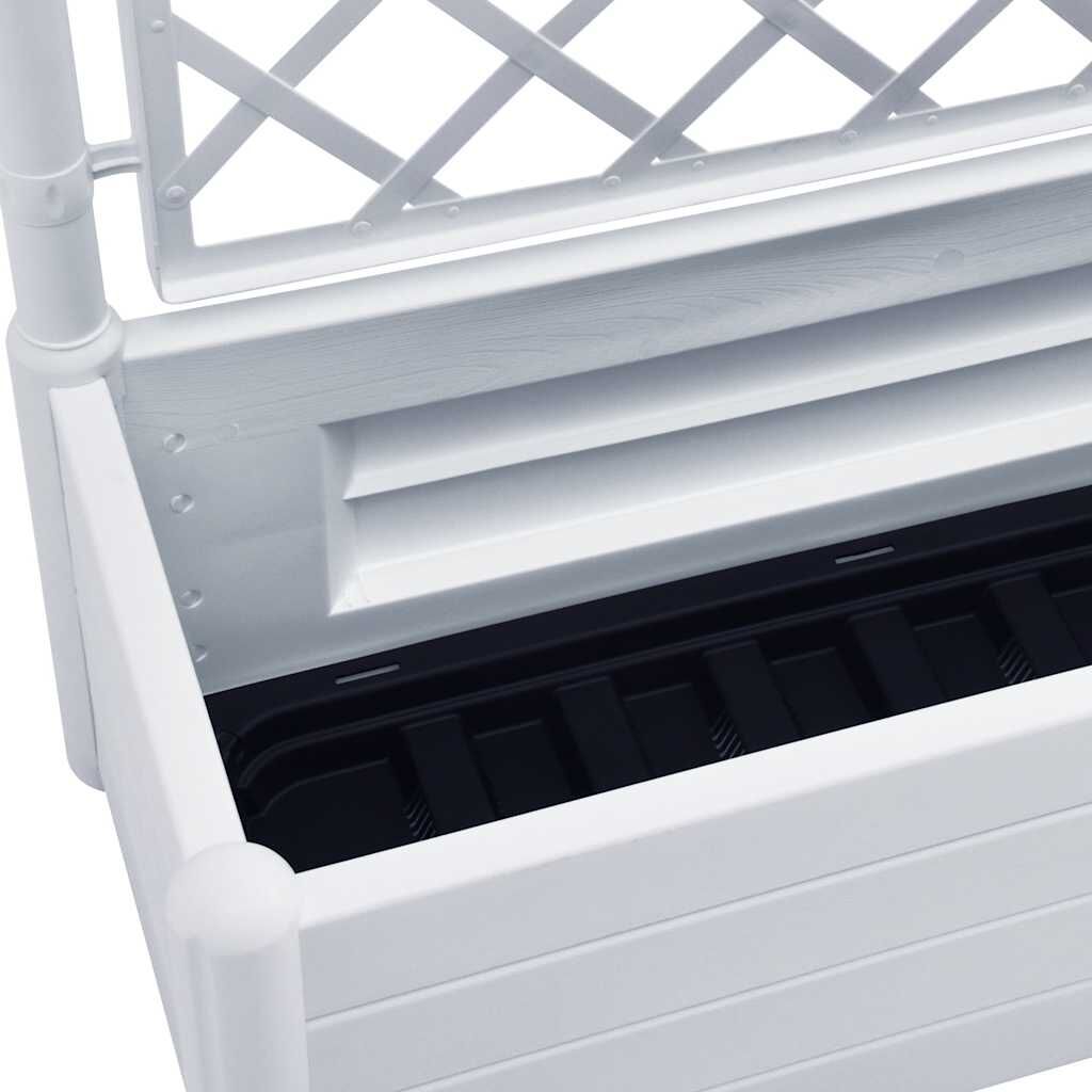 vidaXL Garden Planter with Trellis 100x43x142 cm PP White