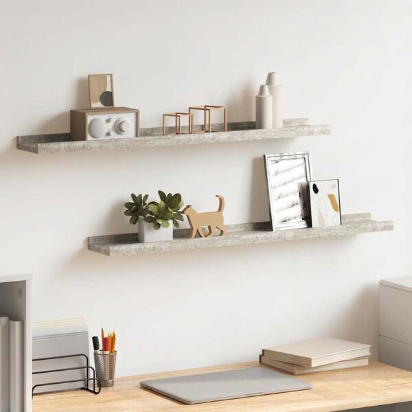vidaXL Wall Shelves 2 pcs Concrete Grey 80x9x3 cm