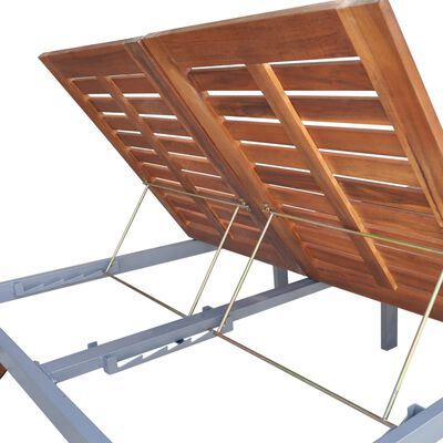 vidaXL Double Sun Lounger Solid Acacia Wood