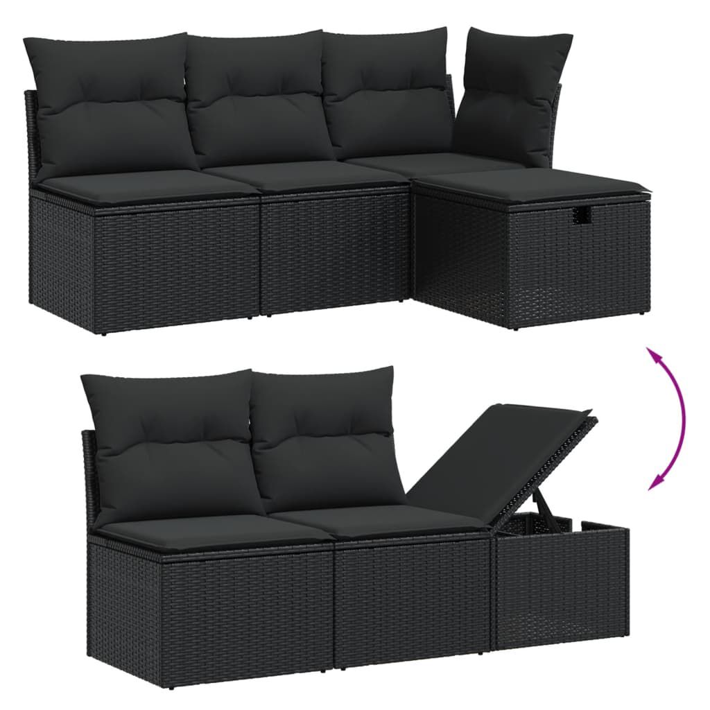 vidaXL 7 Piece Garden Sofa Set with Cushions Beige Poly Rattan